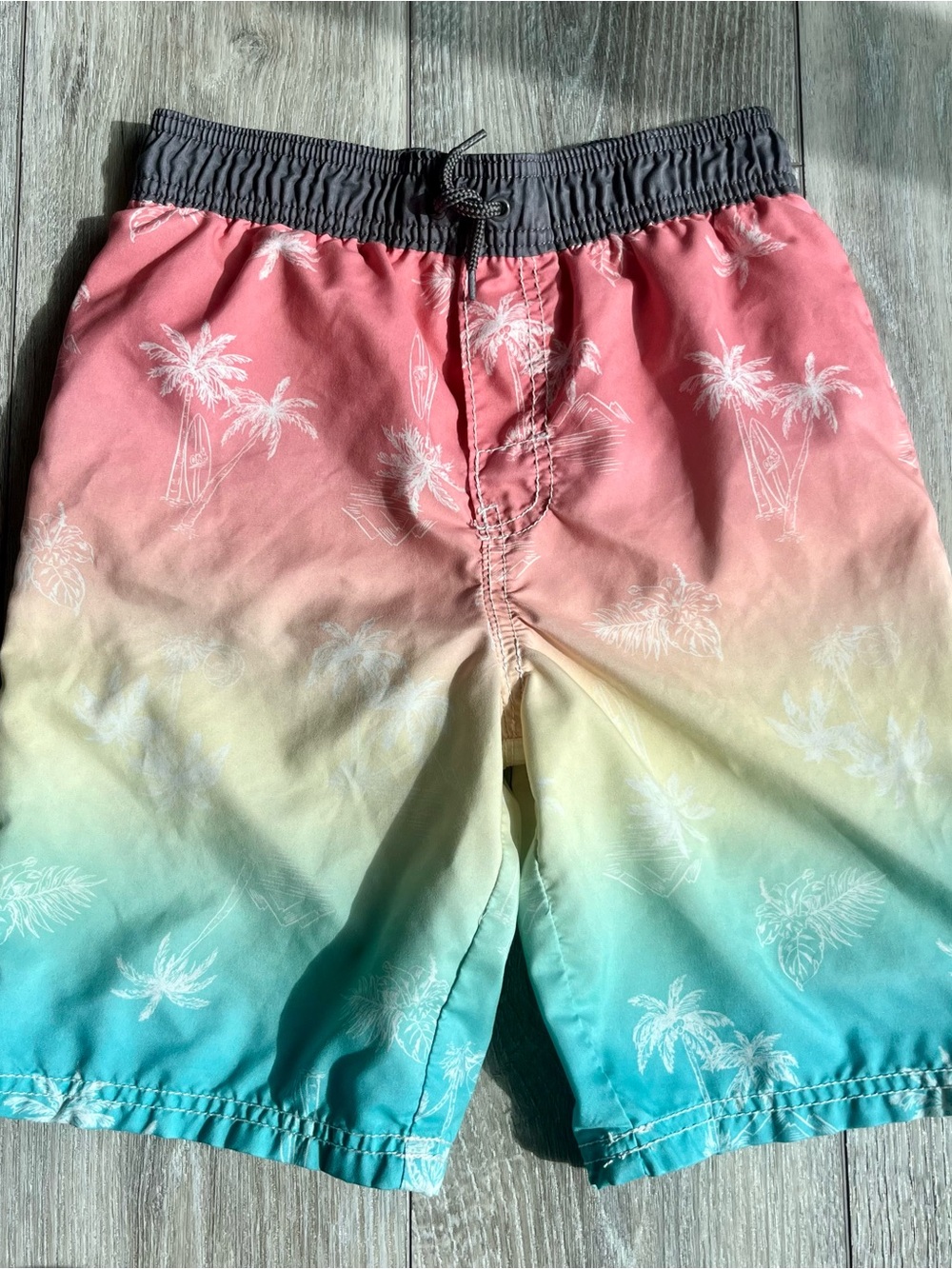 Boys Size 12 Swim Trunks Oshkosh Board Shorts Multi-Color Tropical Tie